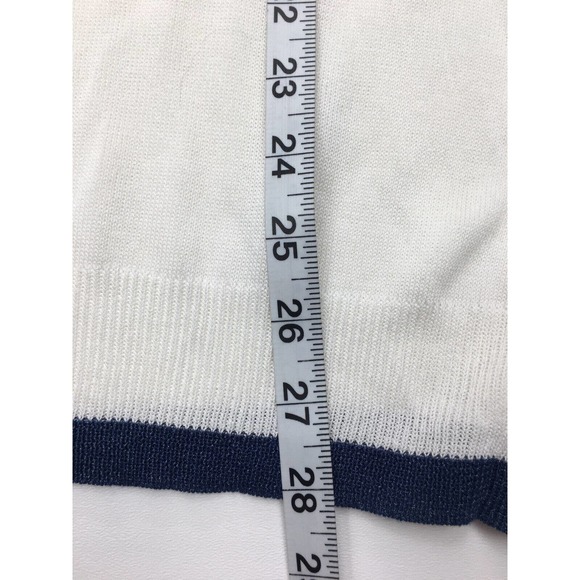 NWT Women’s XL White Glitter Striped Sleeve PULLOVER V Neck - Picture 4 of 4